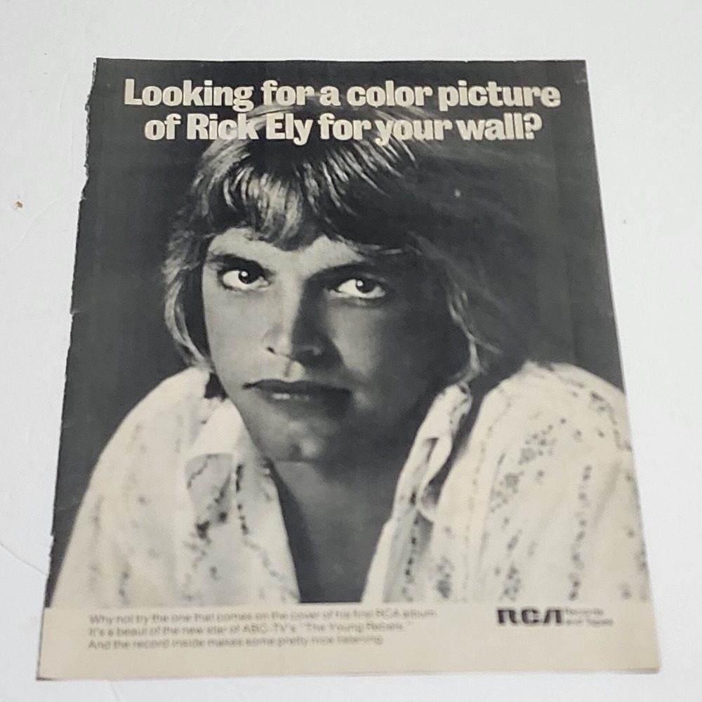 Vintage Print Ad Rick Ely RCA Record Album the Young Rebels 1971 clipping